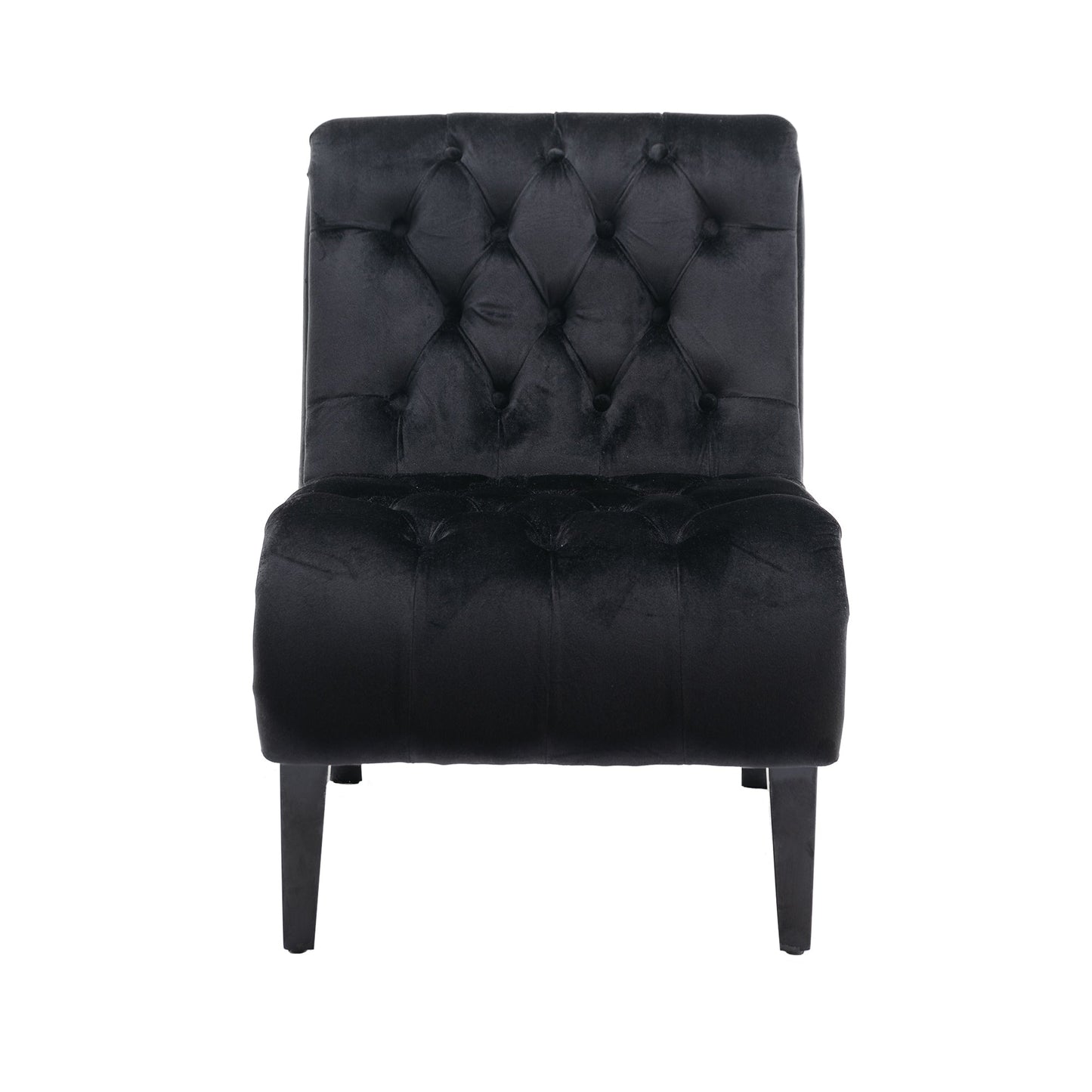 Black Velvet Armless Accent Chair