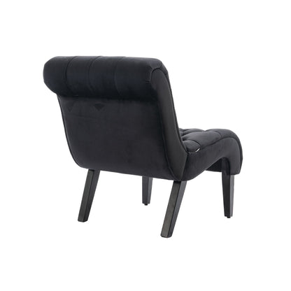 Black Velvet Armless Accent Chair