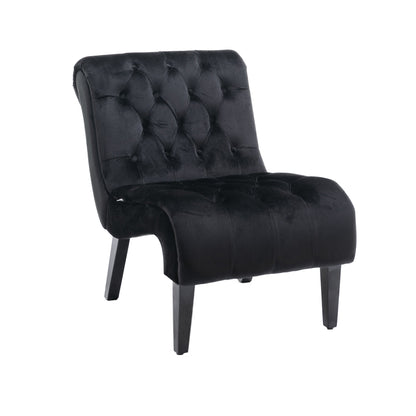 Black Velvet Armless Accent Chair