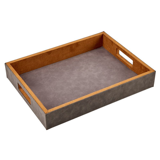 Gray Leatherette Tray - 16" x 12"