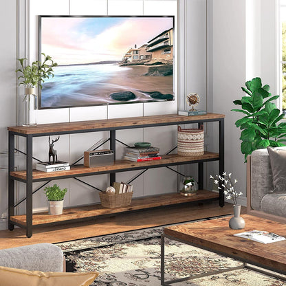 Long Narrow Sofa Table with Storage Shelves