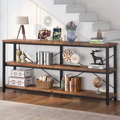 Long Narrow Sofa Table with Storage Shelves