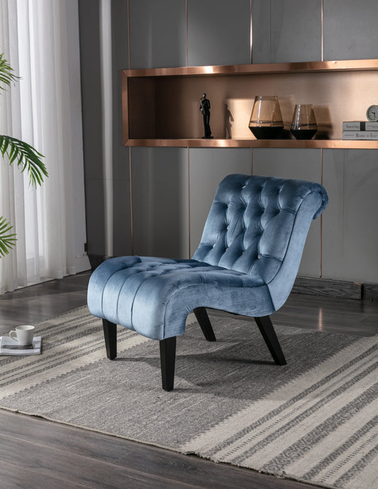 Light Blue Velvet Armless Accent Chair