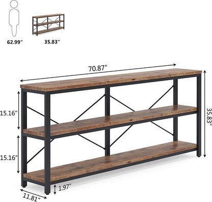 Long Narrow Sofa Table with Storage Shelves