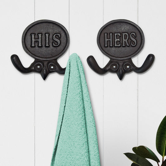 Set of 2 His and Hers Towel Hooks, 5.8"