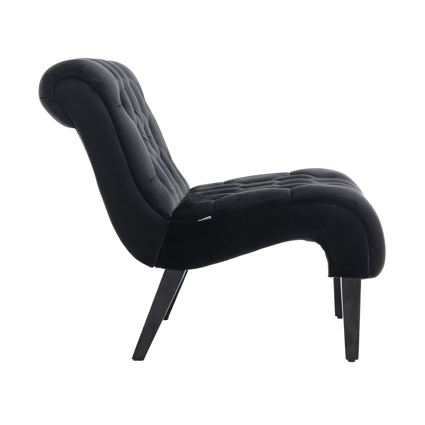 Black Velvet Armless Accent Chair