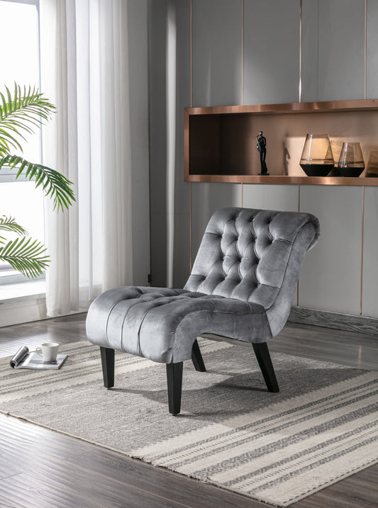 Gray Velvet Armless Accent Chair