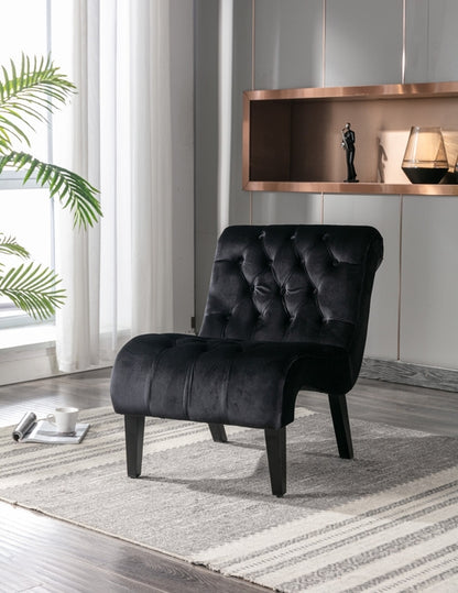 Black Velvet Armless Accent Chair