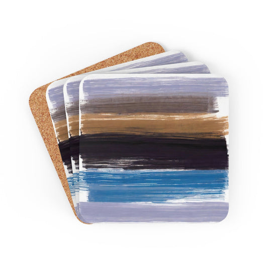 Coaster Set of 4, Rustic Purple Brown Design