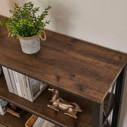 Industrial Sofa Table with Shelves