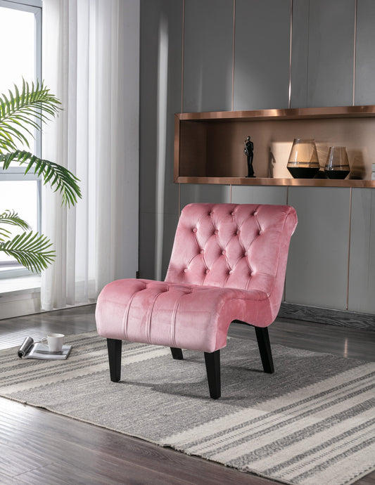 Pink Velvet Armless Accent Chair