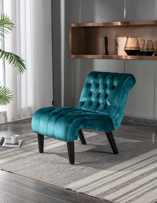 Teal Velvet Armless Accent Chair