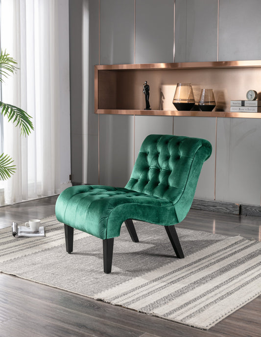 Green Velvet Armless Accent Chair