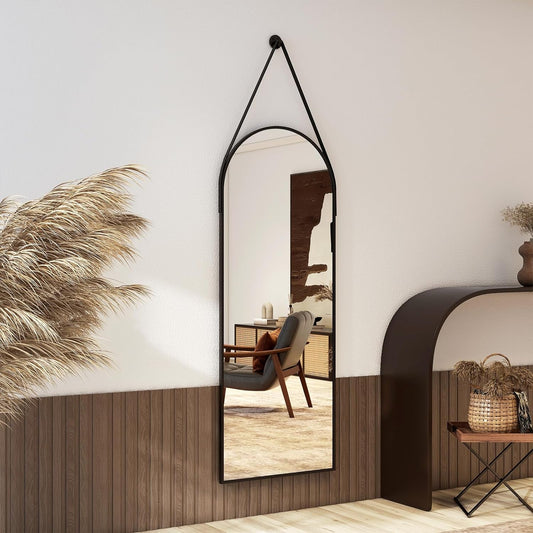 Arched Wall Mirror with Leather Cord