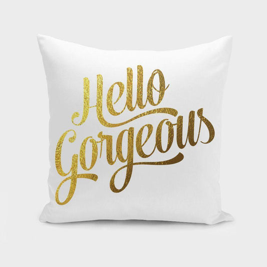 Hello Gorgeous Gold Pillow