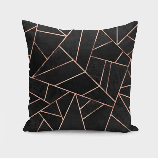 Velvet Black & Rose Gold Pillow